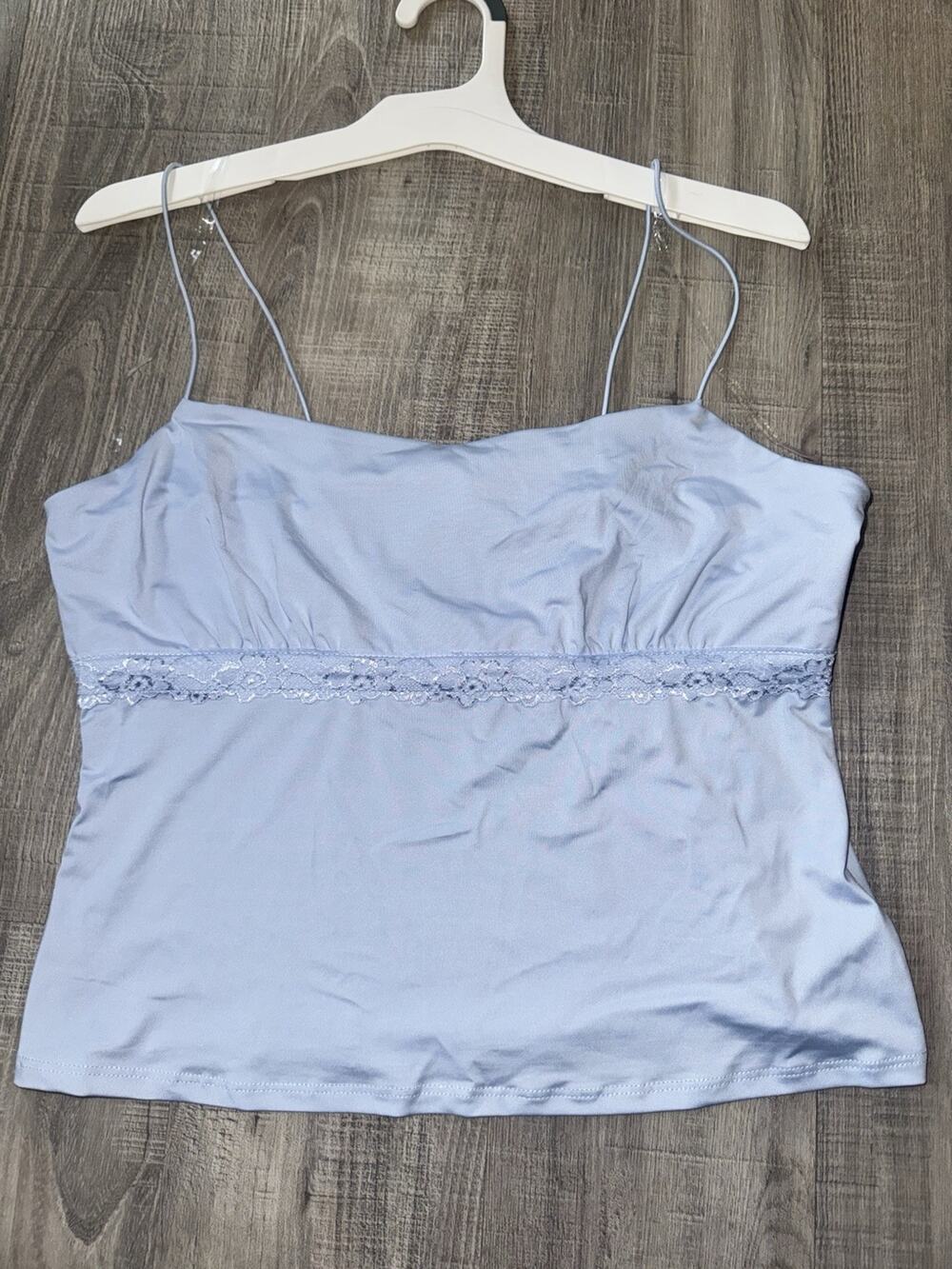 Wild Fable Women's Lace Trim Tank Top Light Blue Women's Large New With Tags